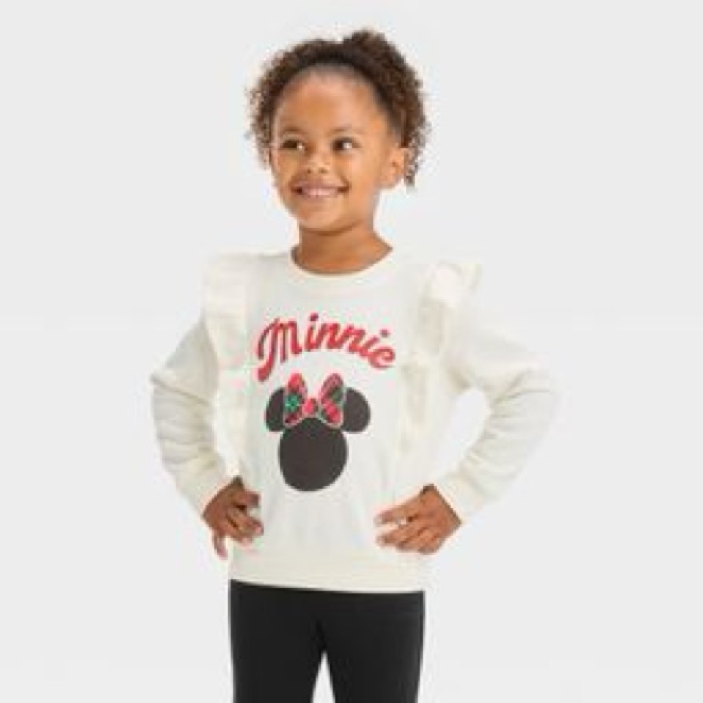 MINNIE MOUSE HOLIDAY GRAPHIC SWEATSHIRT - WHITE MULTI SIZES (NEW WITH TAGS) A11